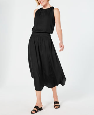 Vestido midi alfani feminino pequeno com cintura franzida, preto, PL