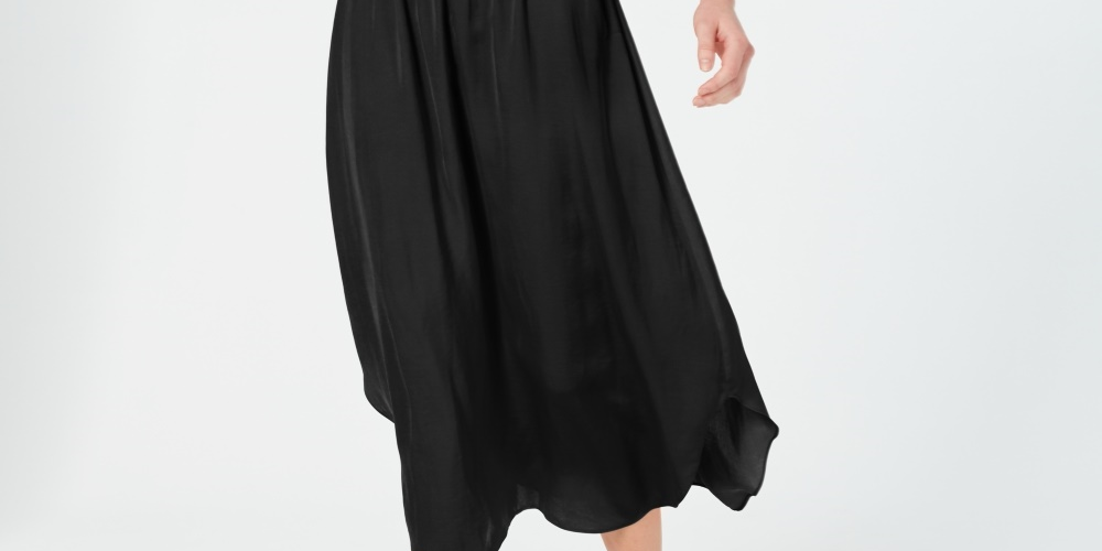 Vestido midi alfani feminino pequeno com cintura franzida, preto, PL