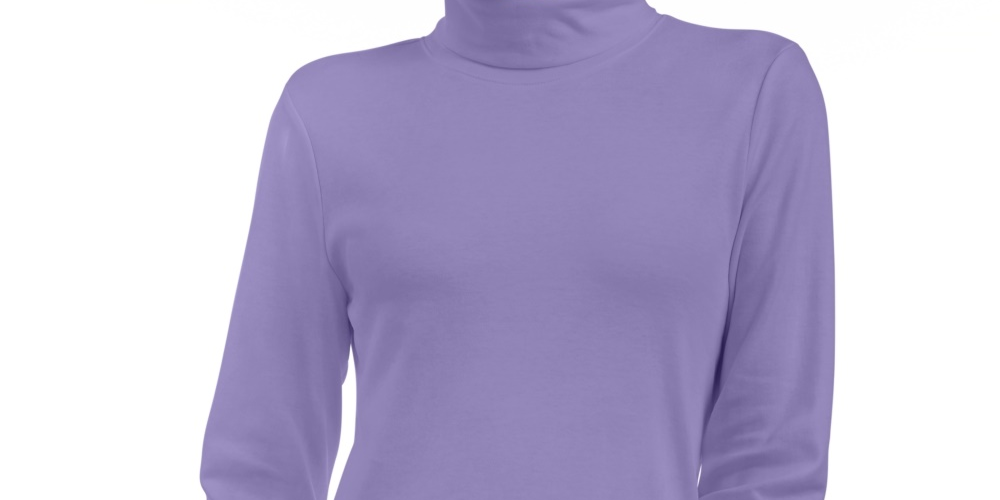 Karen Scott Blusa feminina de gola alta de algodão pequena, roxa, tamanho 44