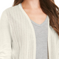 Cardigan feminino Charter Club Chevron Pointelle, branco, tamanho grande