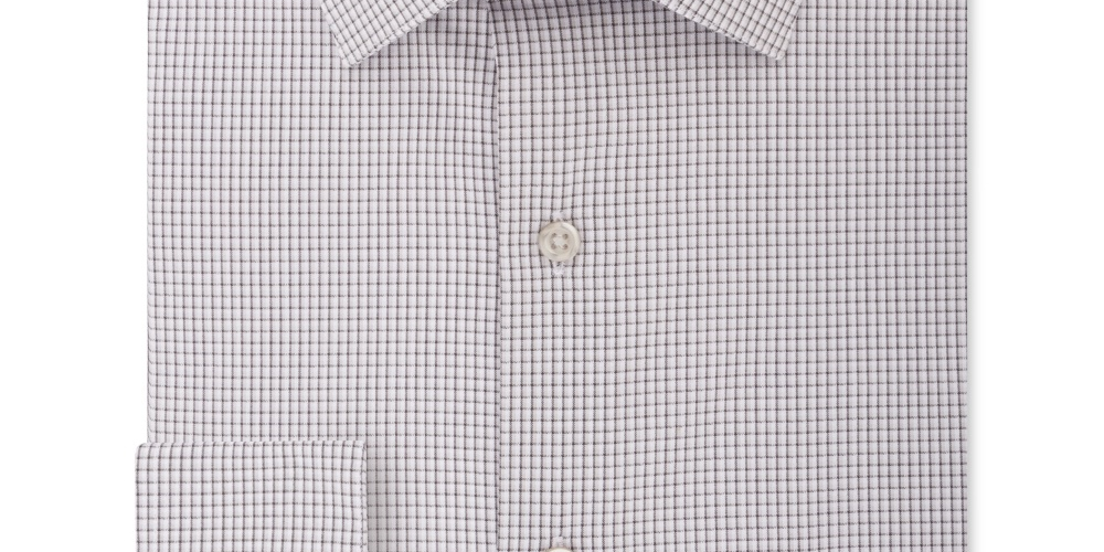 Camisa social masculina Van Heusen com estampa xadrez e corte regular, cinza, tamanho 16,5 x 36-37 G