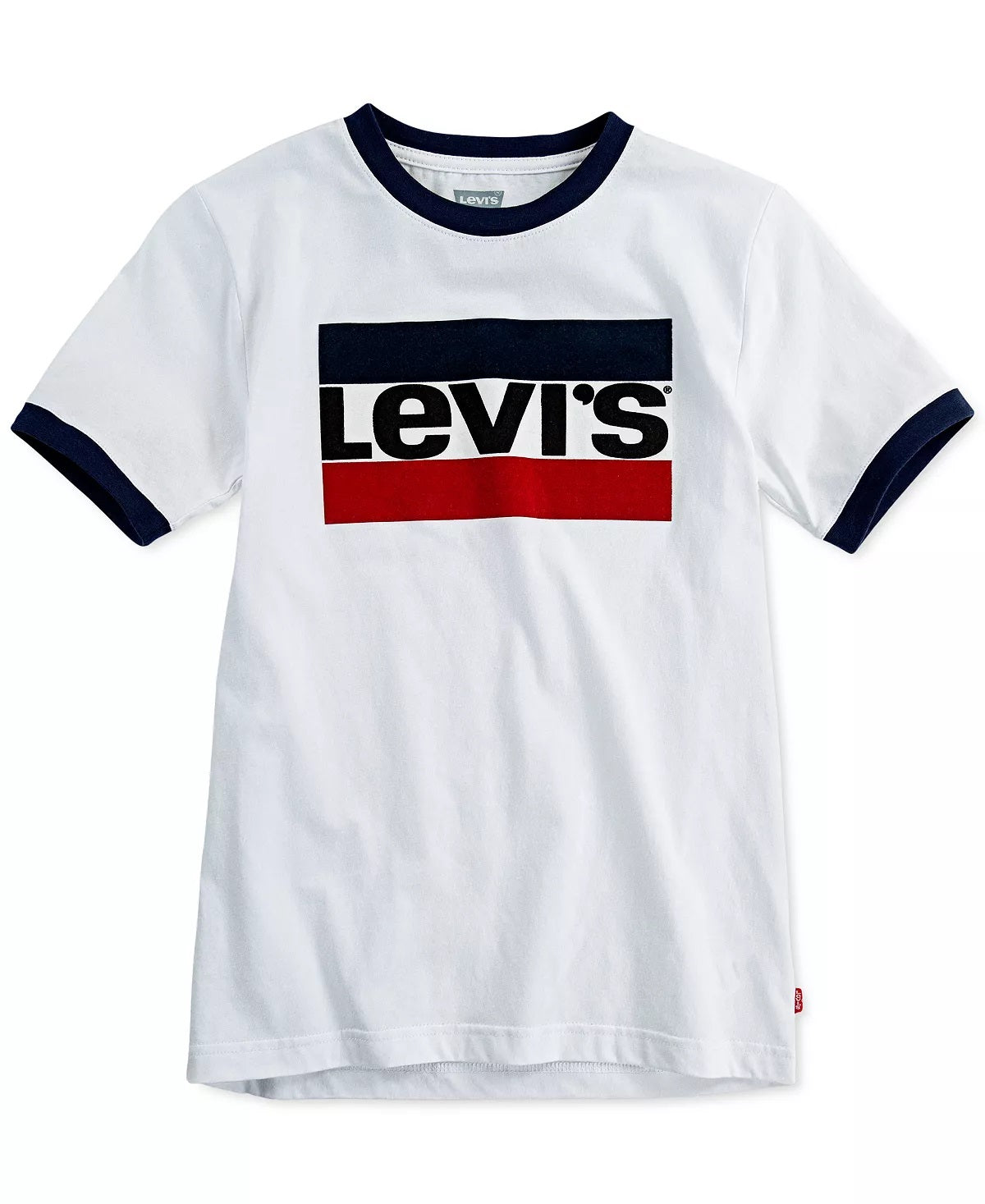 Camiseta Levi's Big Boy's Sportswear Logo Ringer, branca, tamanho médio