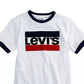 Camiseta Levi's Big Boy's Sportswear Logo Ringer, branca, tamanho médio