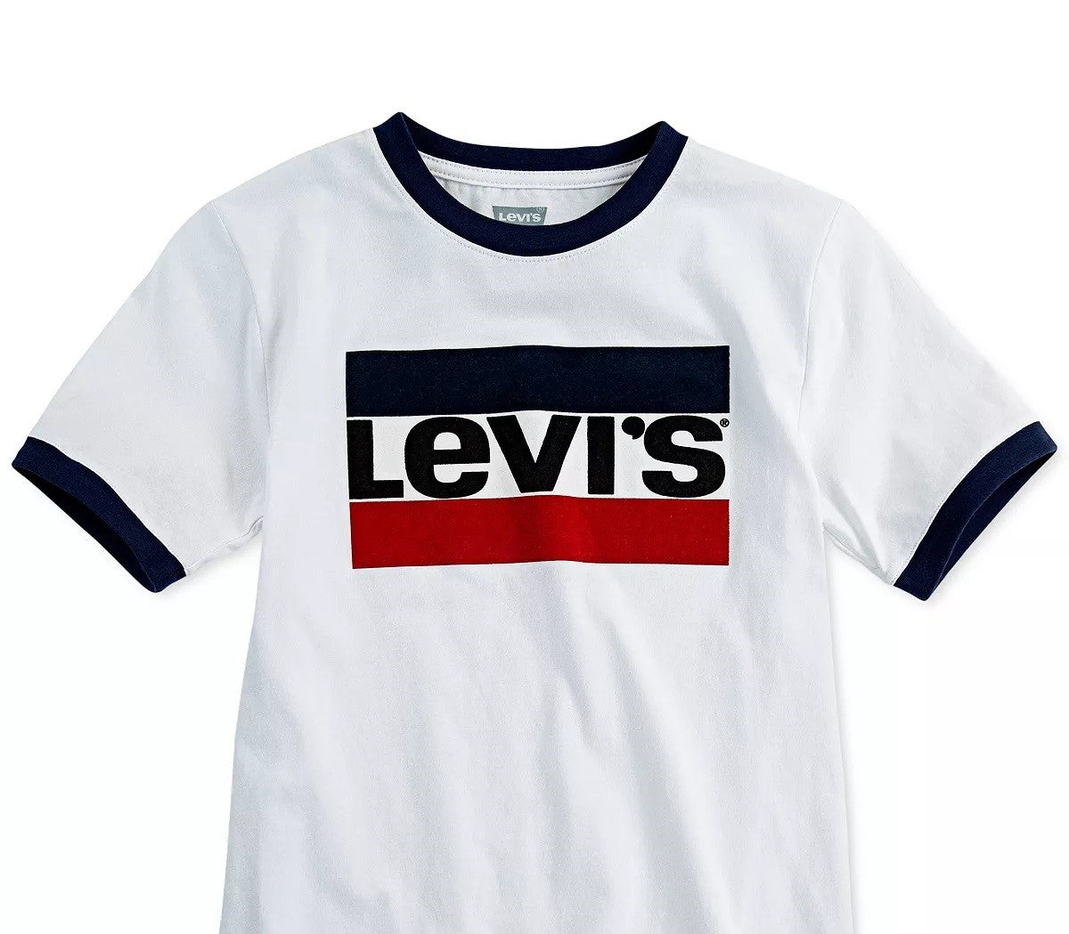 Camiseta Levi's Big Boy's Sportswear Logo Ringer, branca, tamanho médio