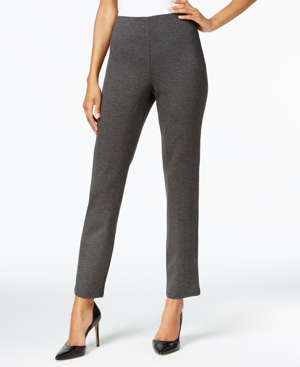 Calça feminina Ponte Pull On de perna reta, curta, cinza, tamanho PS