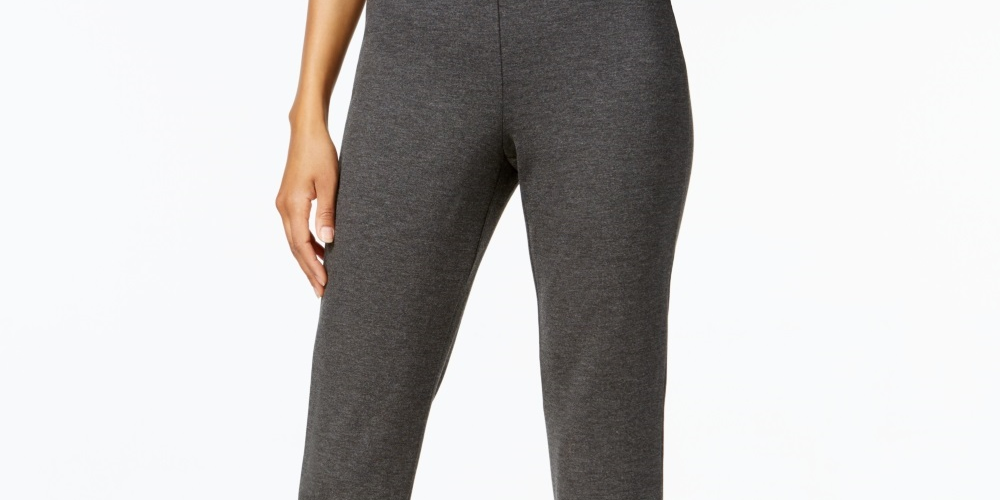 Calça feminina Ponte Pull On de perna reta, curta, cinza, tamanho PS