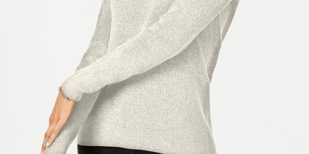 Karen Scott Suéter Feminino Canelado Gola V Bege Tamanho Médio