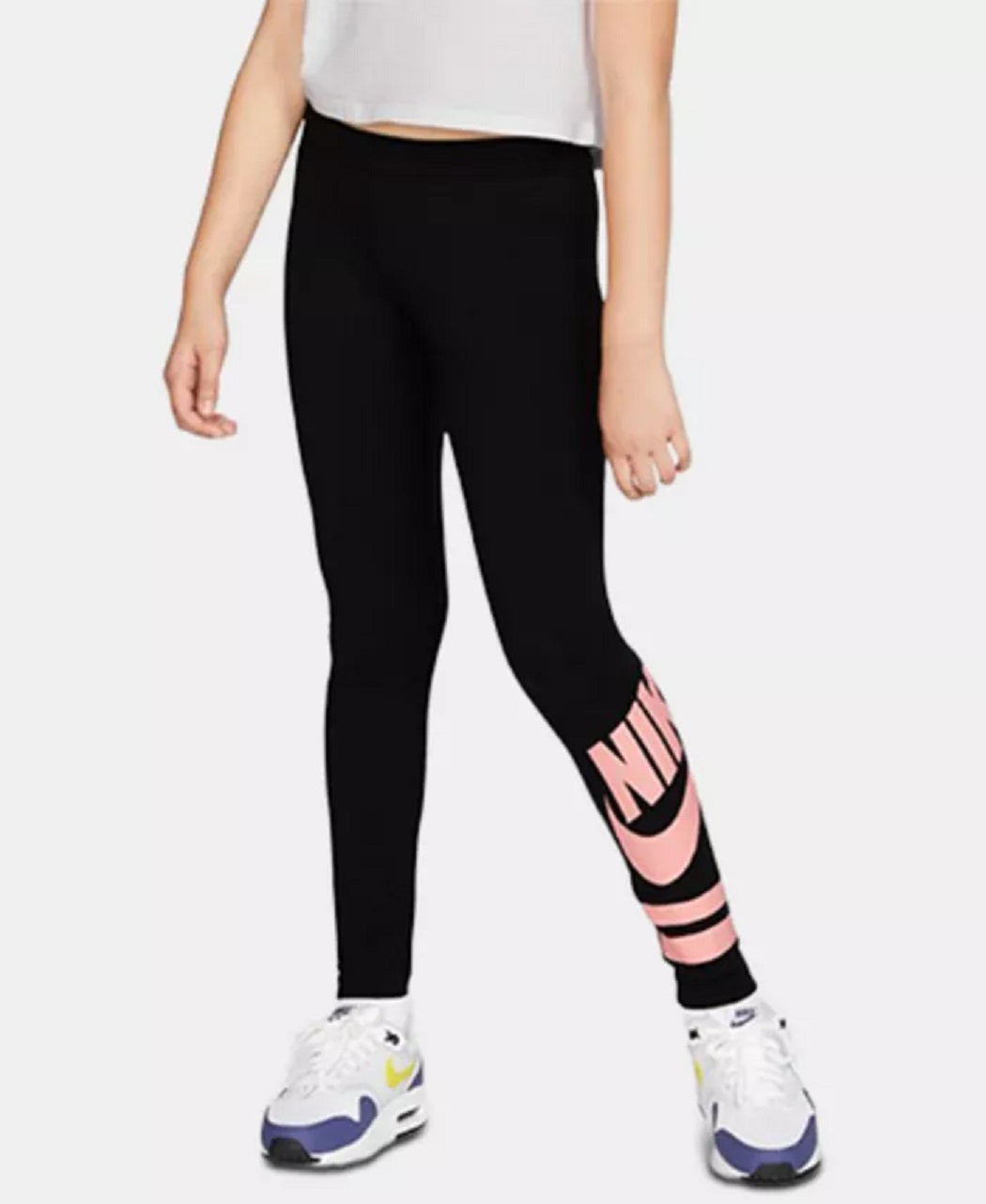 Leggings Nike Sportswear para meninas, pretas, tamanho médio