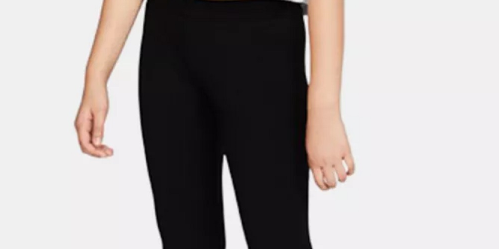 Leggings Nike Sportswear para meninas, pretas, tamanho médio