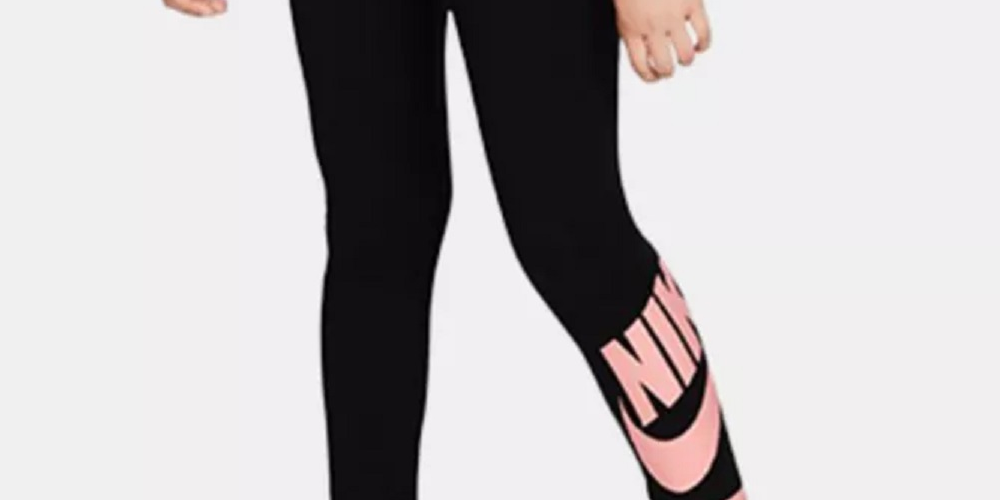 Leggings Nike Sportswear para meninas, pretas, tamanho médio