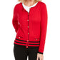 Karen Scott Cardigan Alexa Stripe Feminino Vermelho Tamanho Pequeno Médio