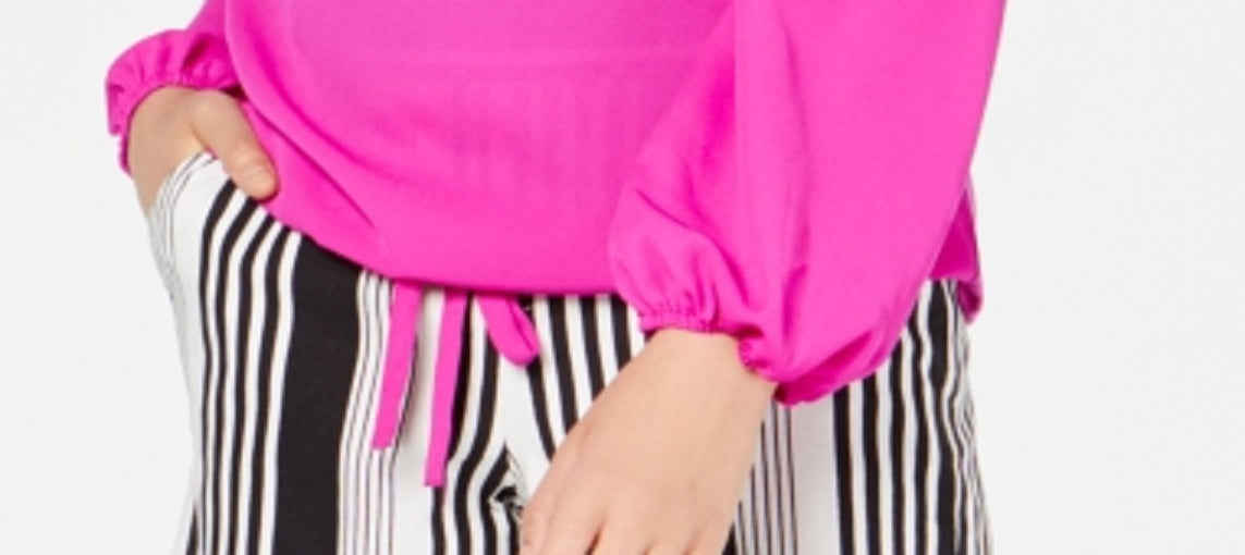 INC International Concepts Shorts feminino listrado com amarração frontal e bolsos de papel, tamanho pequeno, preto