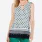Blusa feminina estampada com decote em V e manga comprida, tamanho XS, branca, Charter Club