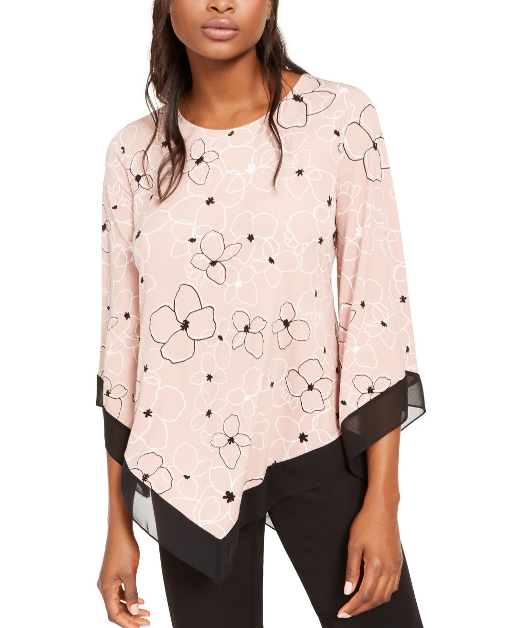 Blusa feminina Alfani com estampa e bainha pontuda, rosa, tamanho PL