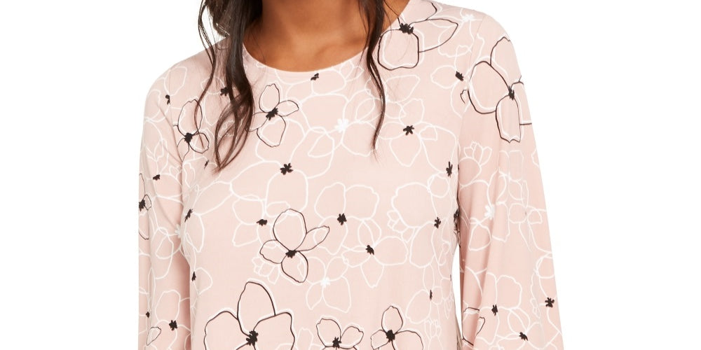 Blusa feminina Alfani com estampa e bainha pontuda, rosa, tamanho PL