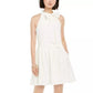 Vestido feminino Vince Camuto com decote laço e ajuste evasê, branco, tamanho 14