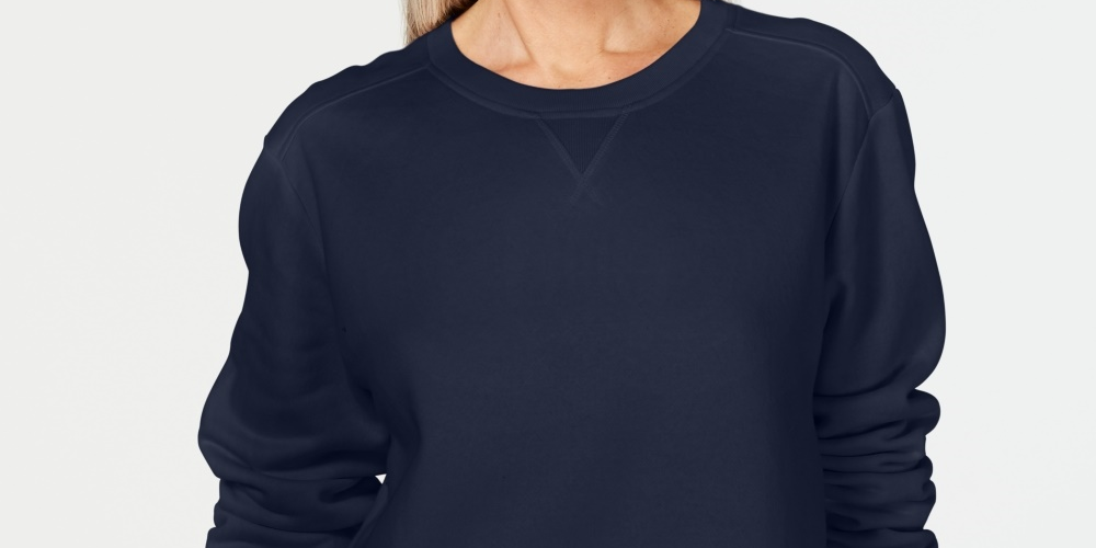 Karen Scott Moletom Feminino Manga Longa Gola Redonda Azul Marinho Tamanho XS