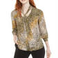 Blusa feminina estampada com decote em V, tamanho XX-S, verde, Bar III