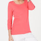 Blusa feminina Karen Scott de algodão com manga 3/4, laranja, tamanho grande