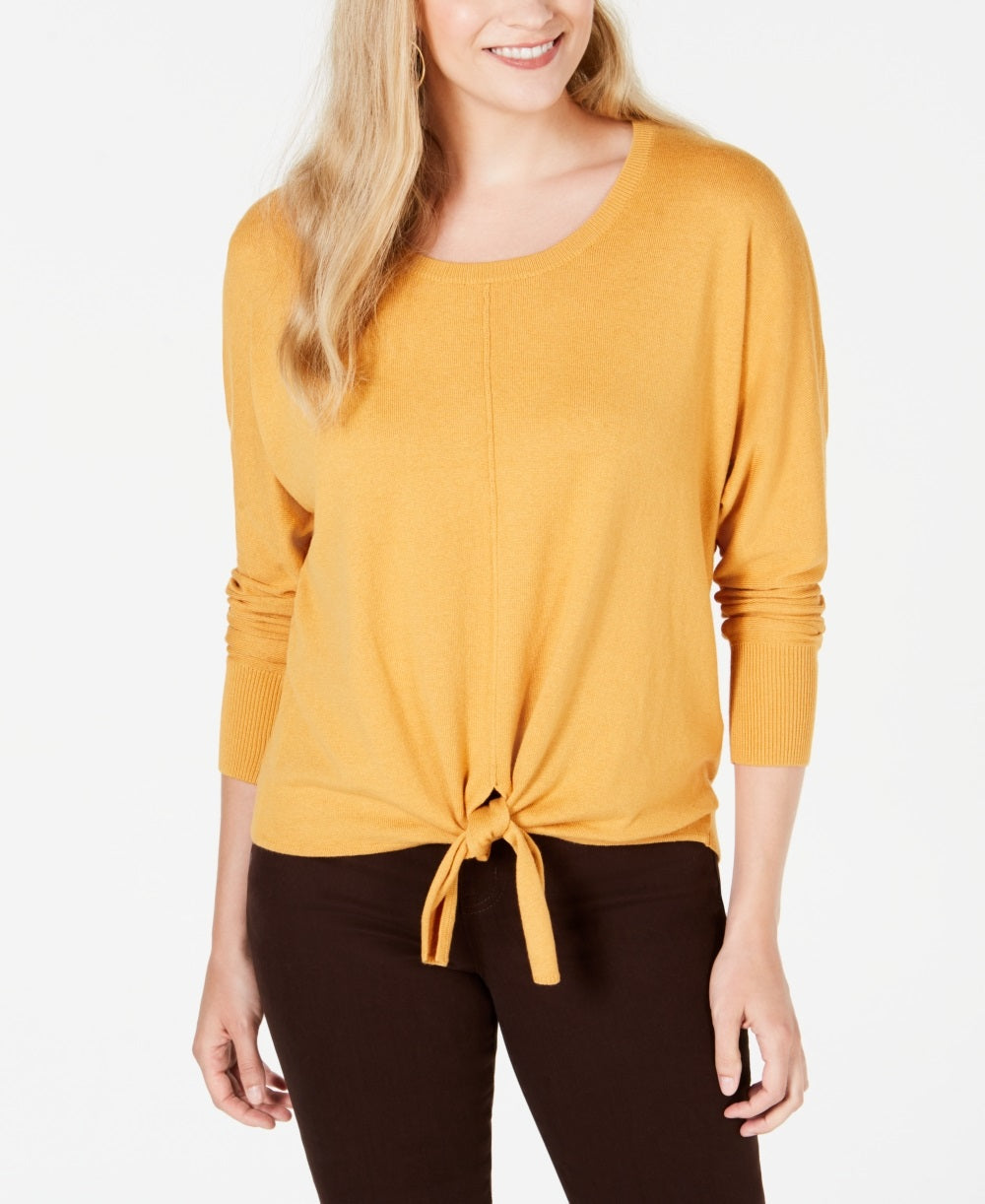 Suéter feminino com amarração frontal estilo &amp; co, tamanho pequeno, dourado