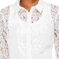 Camisa feminina de renda com botões Charter Club, branca, tamanho grande