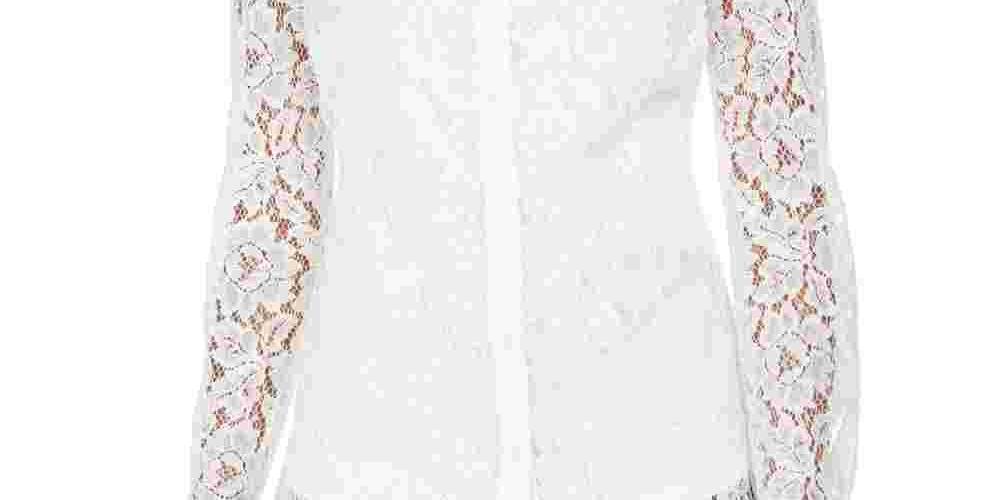 Camisa feminina de renda com botões Charter Club, branca, tamanho grande