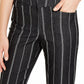 Calça cropped listrada feminina Charter Club com controle de barriga, preta, tamanho 4