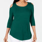 JM Collection Blusa feminina com ombros descobertos, verde, tamanho pequeno, médio