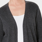 Karen Scott Cardigan Feminino Frente Aberta Cinza Escuro Tamanho Pequeno Pequeno