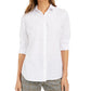 Camisa feminina Charter Club Petite com botões frontais e pérolas sintéticas, branca, PXL