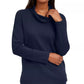 Blusa feminina Karen Scott de manga comprida mesclada e gola alta, tamanho azul marinho PS
