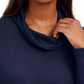 Blusa feminina Karen Scott de manga comprida mesclada e gola alta, tamanho azul marinho PS