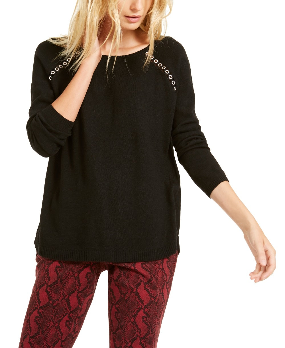 Suéter Peekaboo Grommet Feminino da INC International Concepts, Preto, Tamanho Pequeno