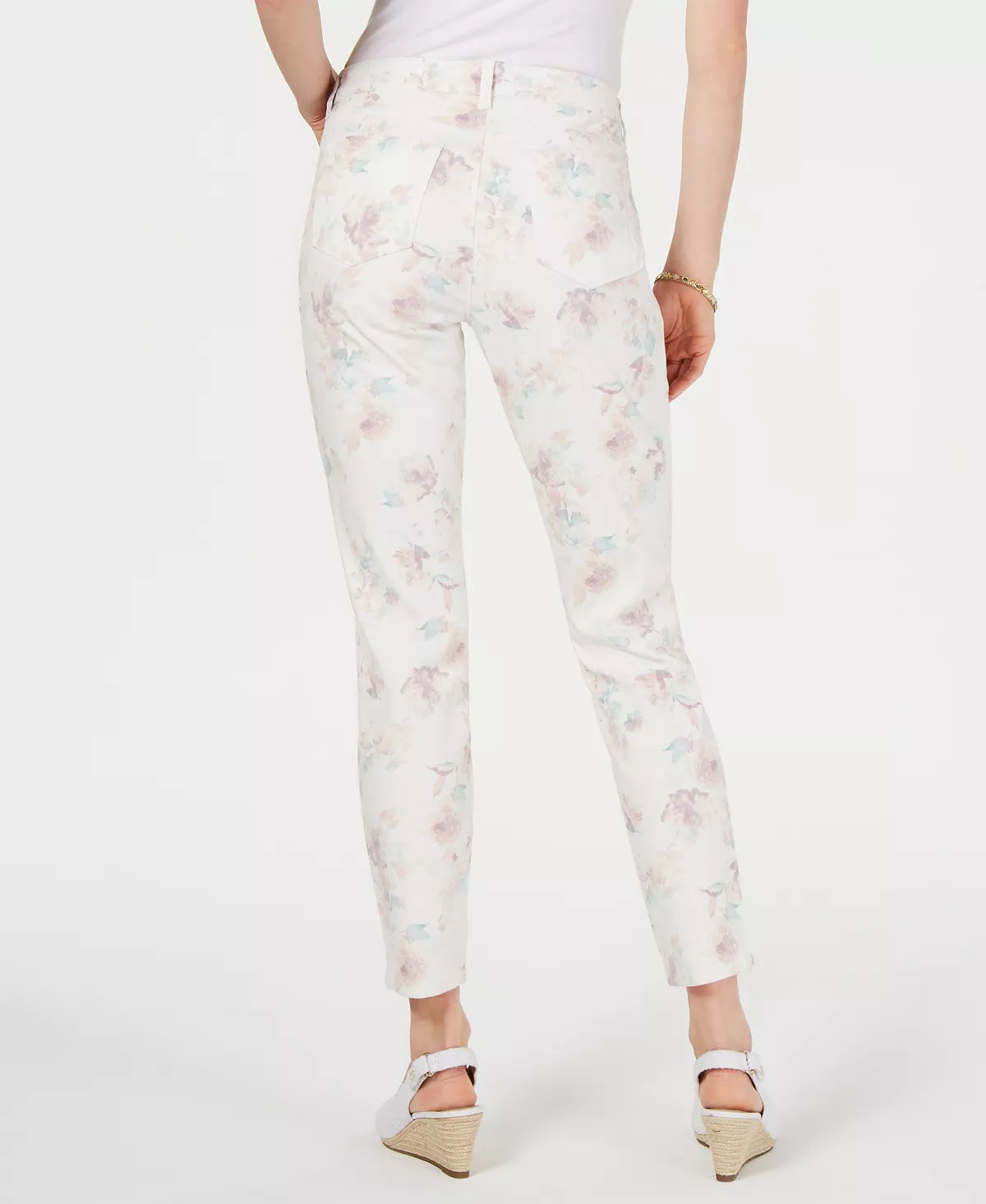 Jeans skinny feminino com estampa floral Style &amp; Co, branco, tamanho 10