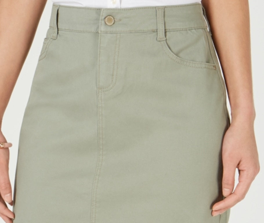 Saia jeans feminina Charter Club com controle de barriga, verde, tamanho 4