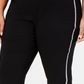 Calça feminina plus size com perna reta e bolsos laterais JM Collection, preta, tamanho P