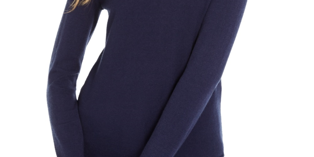 Suéter feminino Maison Jules com gola falsa, azul, tamanho X-S