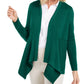 Cardigan feminino canelado com bainha de lenço, verde, tamanho médio, da coleção JM
