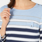 Karen Scott Blusa Esportiva Feminina Listrada Manga 3/4 Azul Tamanho XS
