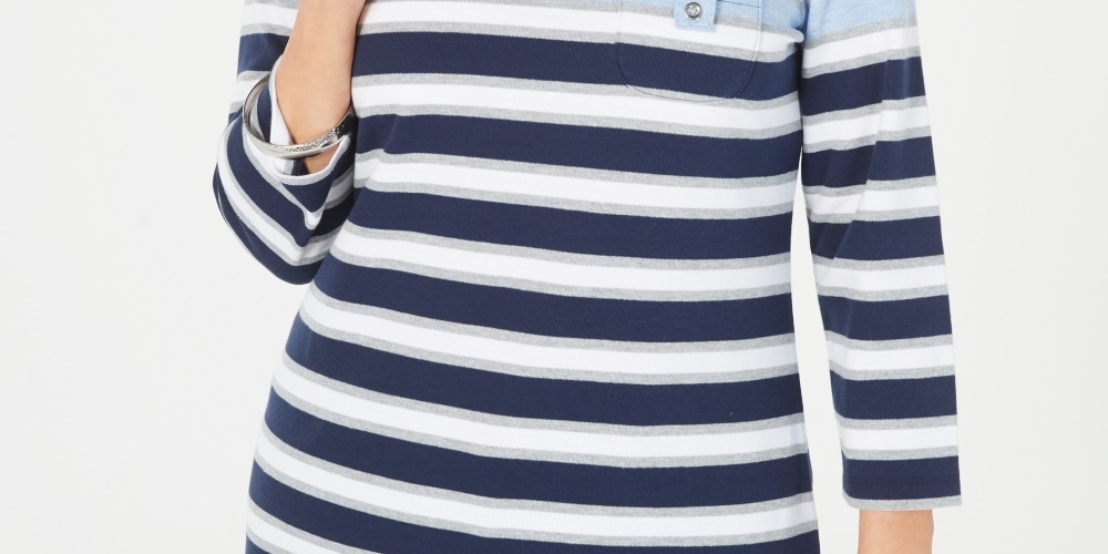 Karen Scott Blusa Esportiva Feminina Listrada Manga 3/4 Azul Tamanho XS