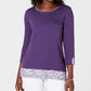 Blusa feminina Karen Scott com acabamento estampado, roxa, tamanho PS