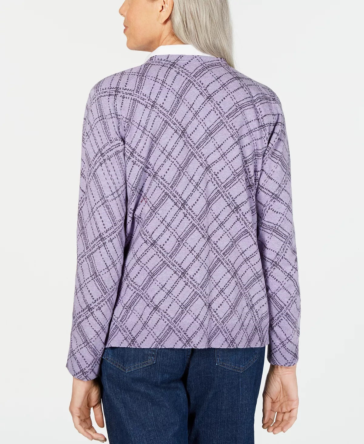 Karen Scott Cardigan Xadrez Pamela Feminino Roxo Tamanho Pequeno