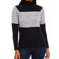 Karen Scott Suéter Feminino de Algodão com Gola Alta Colorblock, Cinza Escuro, Tamanho P
