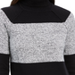 Karen Scott Suéter Feminino de Algodão com Gola Alta Colorblock, Cinza Escuro, Tamanho P