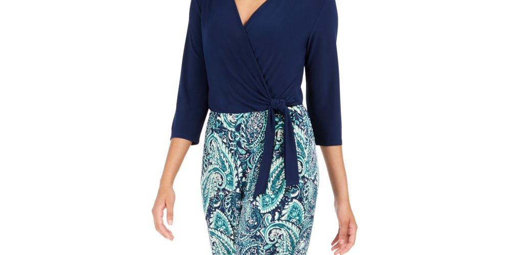 Macacão feminino com sobrepeliz estampado NY Collection, verde, tamanho pequeno grande