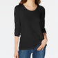 Blusa feminina Maison Jules com decote redondo, preta, tamanho X-S