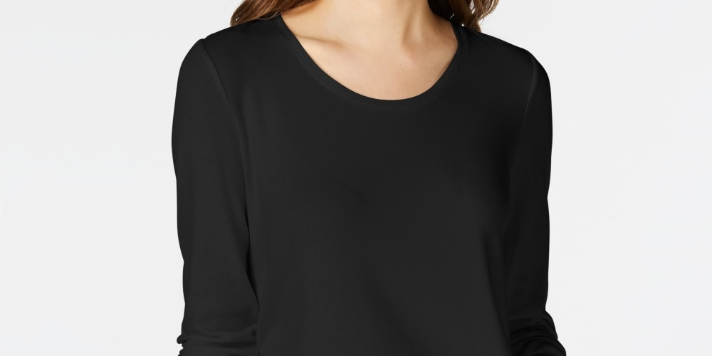 Blusa feminina Maison Jules com decote redondo, preta, tamanho X-S