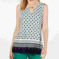 Blusa feminina estampada com decote em V, tamanho XG, branca, Charter Club