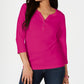 Camisa Henley de algodão pequena Karen Scott feminina, rosa, tamanho pequeno