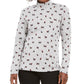 Blusa feminina Karen Scott com estampa de gatos e laços, gola falsa, cinza, tamanho P